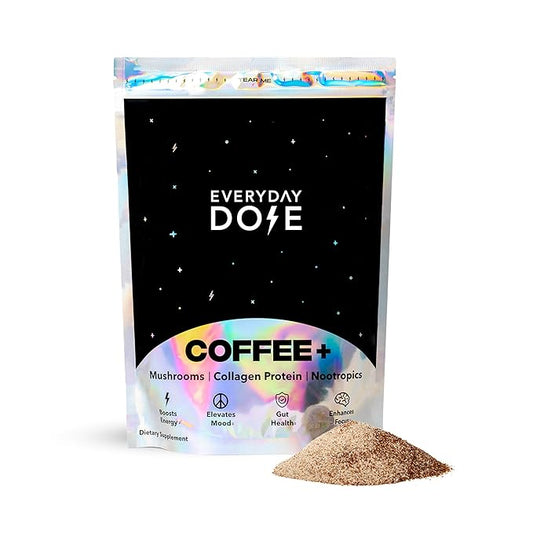 Everyday Dose Premium Adaptogenic Mushroom Coffee with Grass-Fed Collagen, Chaga, Lions Mane &