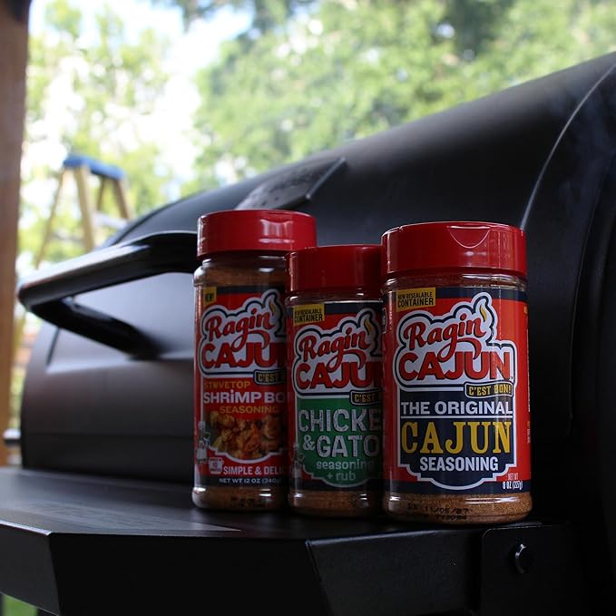 Original Cajun Seasoning - 8 oz, Less Salt, Low Sodium, No MSG, All Natural - Authentic Louisiana Spice for Grilling and Cooking Fish, Chicken, Steak, Soup, Seafood & Gumbo by Ragin' Cajun