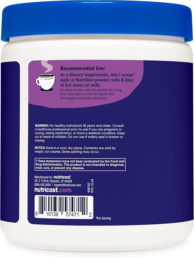 Nutricost Nutrizen PM Unwind Adaptogenic Mushroom Drink (Chocolate Flavored) 30 Servings - Includes Reishi, Lion's Mane, Shiitake, Cordyceps
