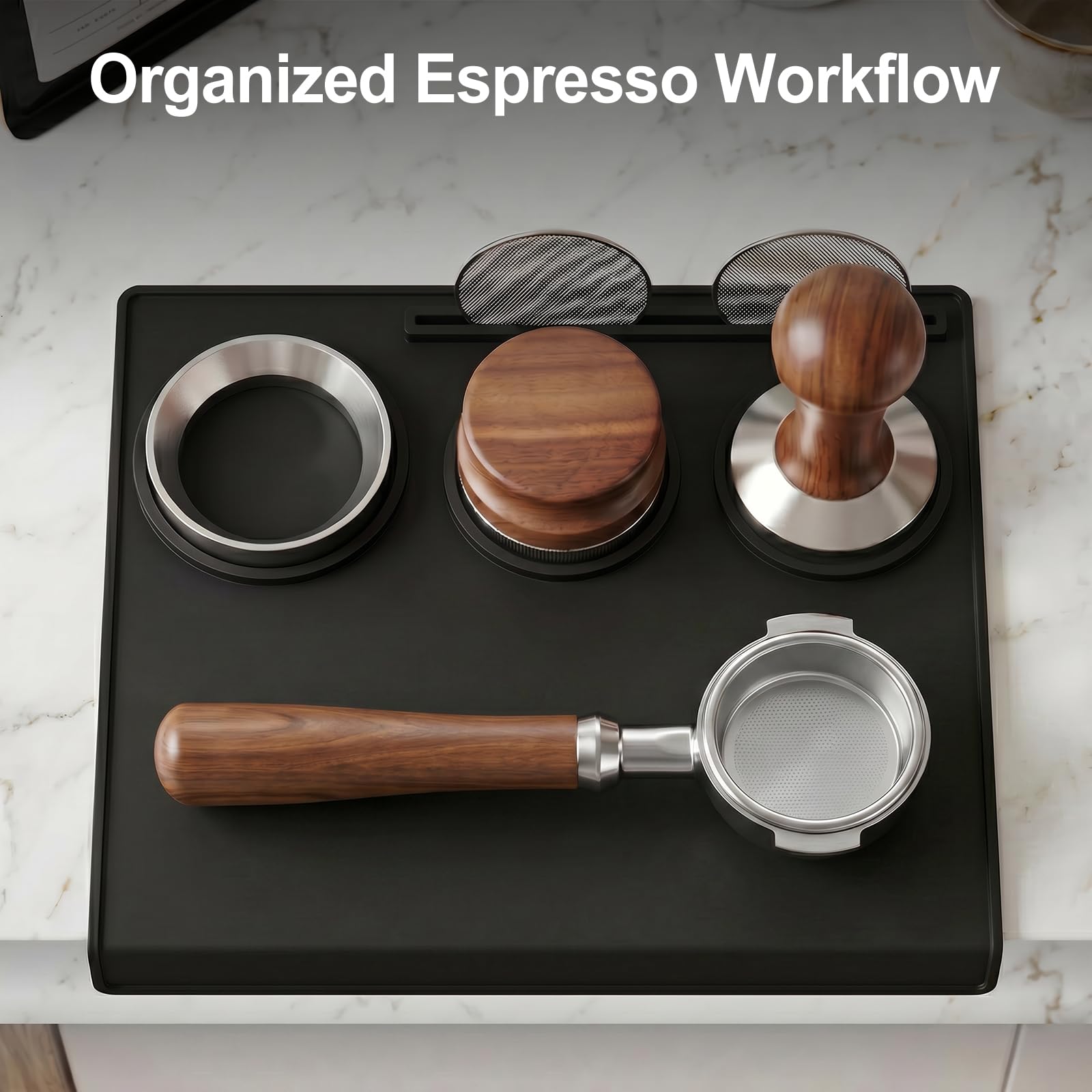 Loprfonase Espresso Tamping Mat, 90° Corner Silicone Coffee Tamper Mat