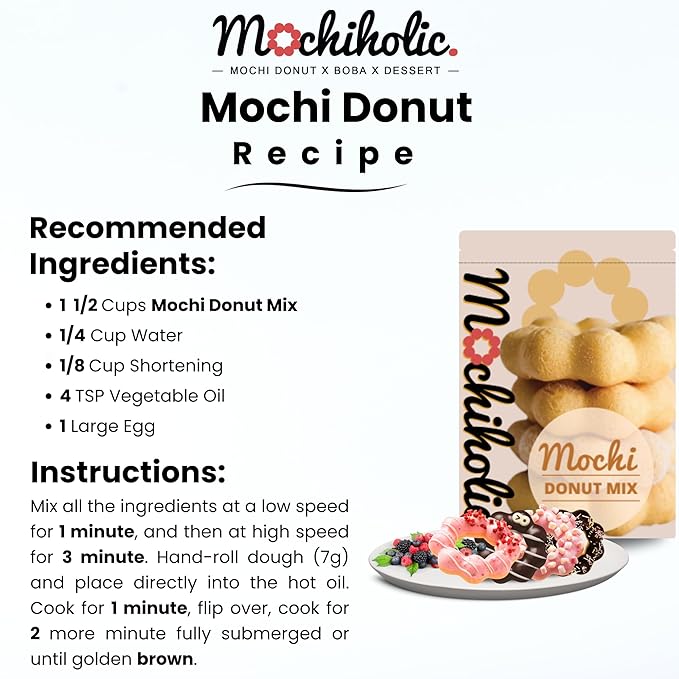 Donut Mix Original Recipe, Mochi Mix, Rice Flour with Low Calories and Sugar with Essential Nutrients, 12 oz Healthy Daily Snacks by Mochiholic (Pack of 1)