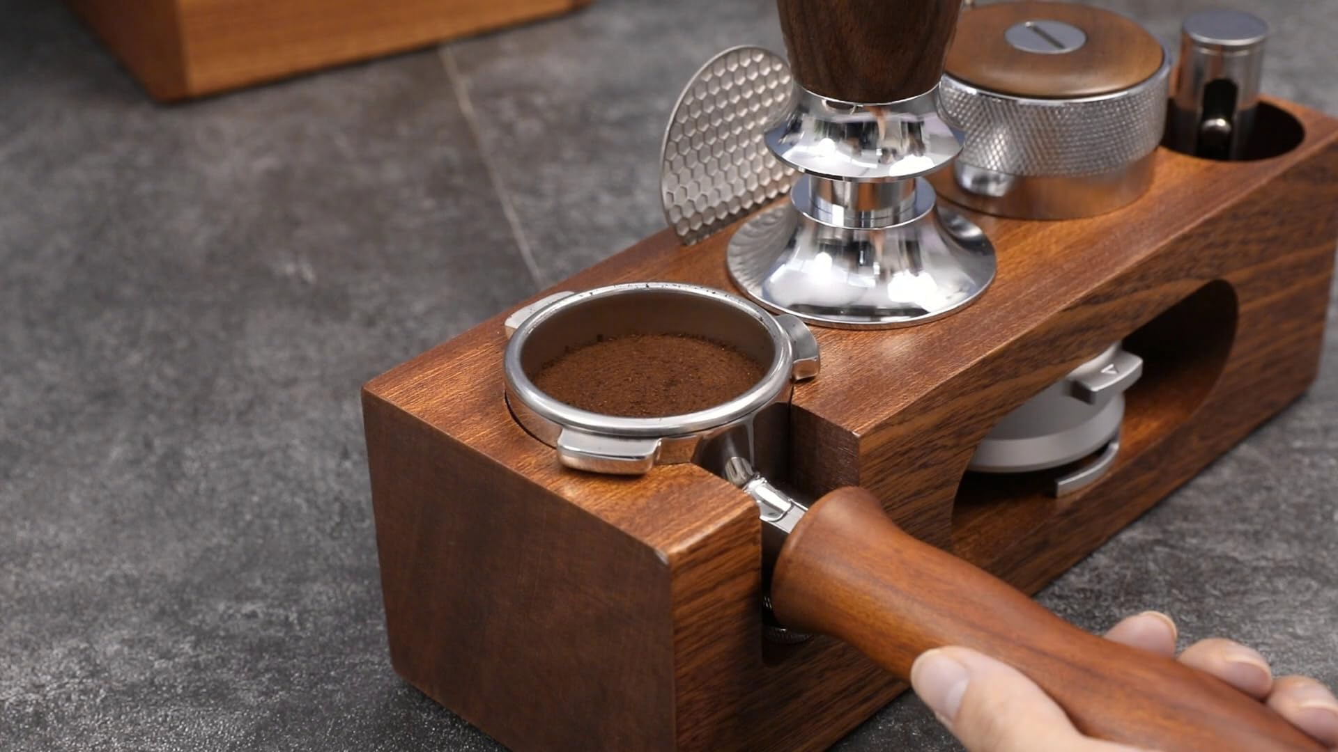 Teyearlife espresso tamping station called Coffee Tamper Station Fit 51 to 54mm Espresso
