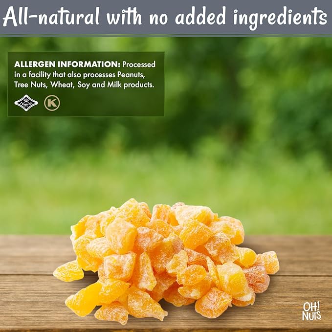 Oh! Nuts Dried Apricot - 1 lb - Dried Fruit Diced - No Sugar Added - Dehydrated Fruit Bites - Packed in New York Zip-Seal Bag for Exceptional Freshness