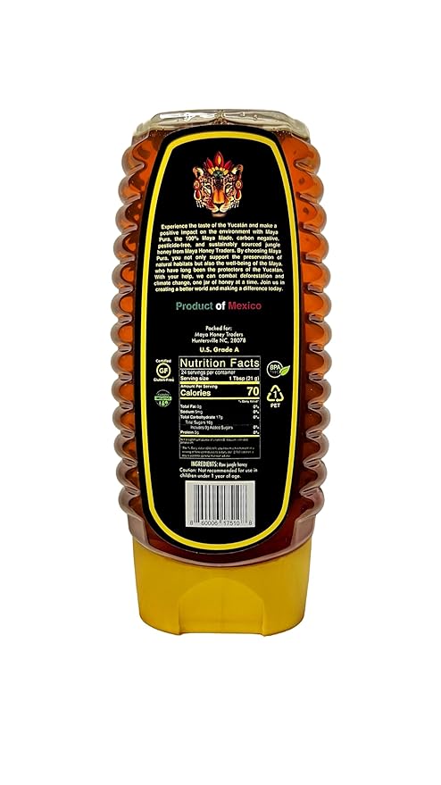 Maya Pura Raw Jungle Honey 1.1 lb Squeeze Bottle | Unfiltered, No Additives, Rainforest & Indigenous-Made