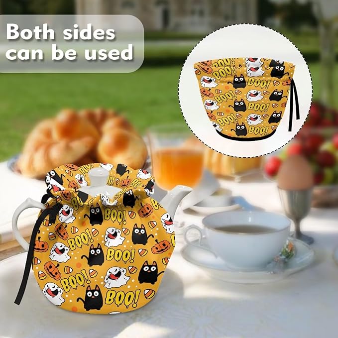 Boo Devil Tea Pot Cozy for Keeping Warm Soft Tea Insulated Cosy Breakfast Warmer for Coffee,Resuable Teapot Dust Protector Kitchen Decor for All Saints' Day
