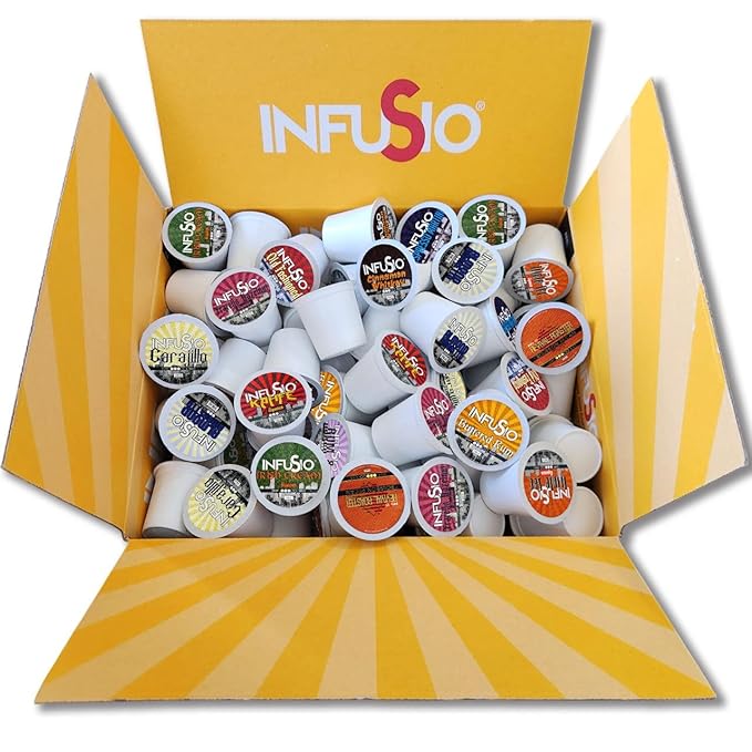 InfuSio Flavored Coffee Pods Variety Pack - 48 Count Flavored Medium Roast, 12 Curated Blends Inspired by Classic Cocktails, Compatible with Keurig K cups 2.0 Brewers