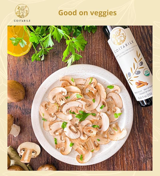 Smoked Olive Oil - Extra Virgin Italian Quality Olive Oil. Ideal for Infusing Rich Smoked Taste into Fish, Meat, Salmon and Cheese Recipes - COSTABILE 8.45 Fl. Oz.