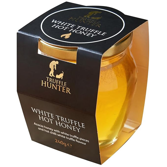 TruffleHunter - White Truffle Hot Honey - Acacia Honey with Truffle Pieces & Chilli Condiment - 8.4oz
