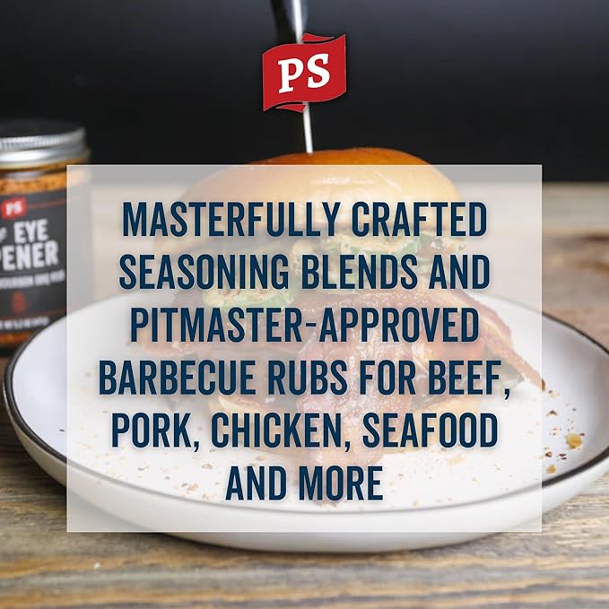 PS Seasoning The Eye Opener - Coffee Bourbon BBQ Seasonings and Rubs for Smoking, Grilling, Baking - Coffee Rub Seasoning, BBQ Rubs and Spices for Grilling Ribs, Tri Tip, Brisket, Pulled Pork, 5.2oz