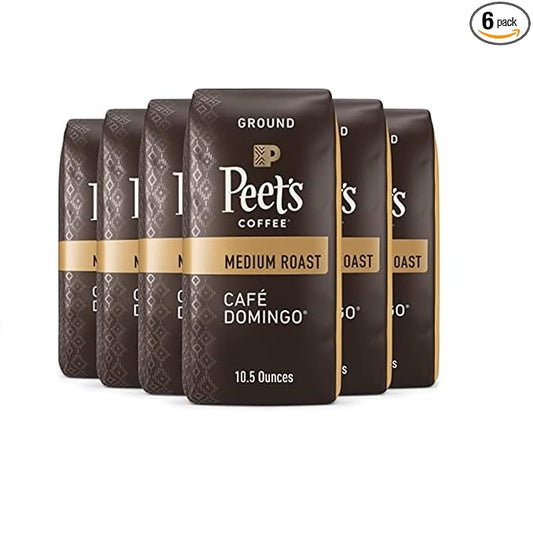 Peet's Coffee, Medium Roast Ground Coffee - Cafì±?Domingo 63 Ounces (6 Bags of 10.5 Ounces)