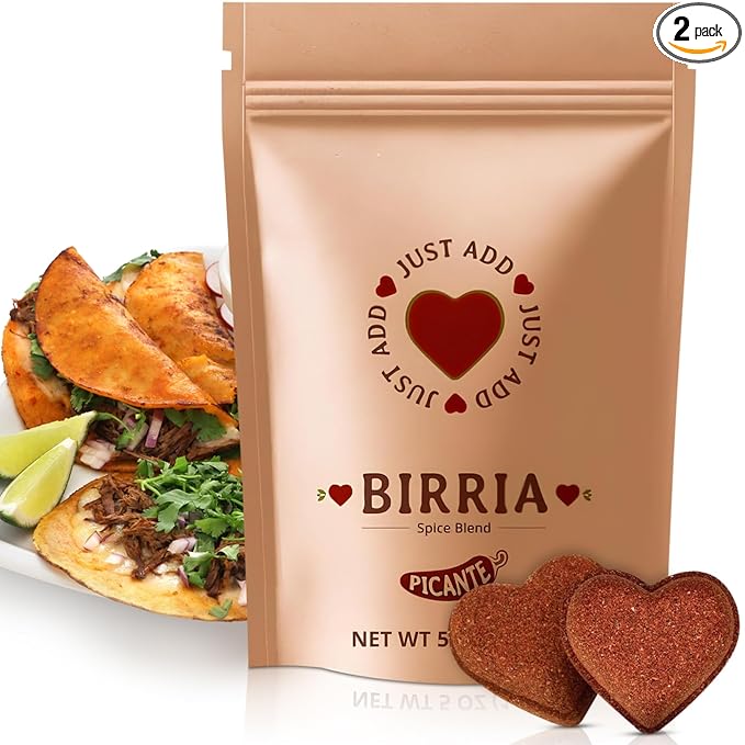 Just Add Luv Authentic Birria Spice Bomb Seasoning Medium (Picante) - Mexican Spice Mix w/Chiles Herbs Spices - Perfect for Tacos Quesadillas Enchiladas - No MSG, Easy to Use (1 Bag)