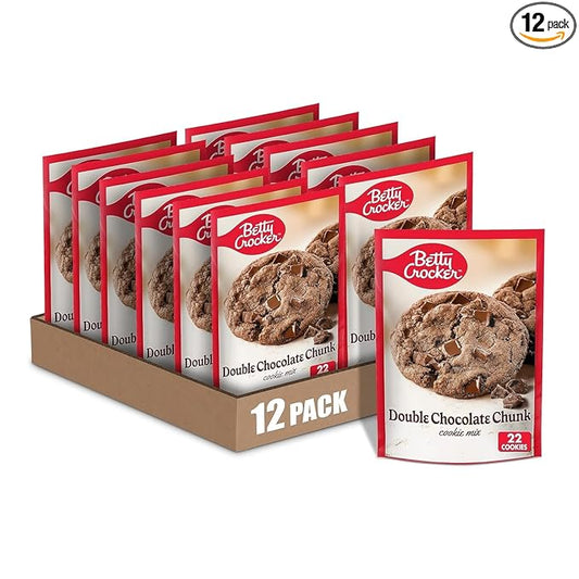 Betty Crocker Double Chocolate Chunk Cookies, Cookie Baking Mix, 17.5 oz (Pack of 12)