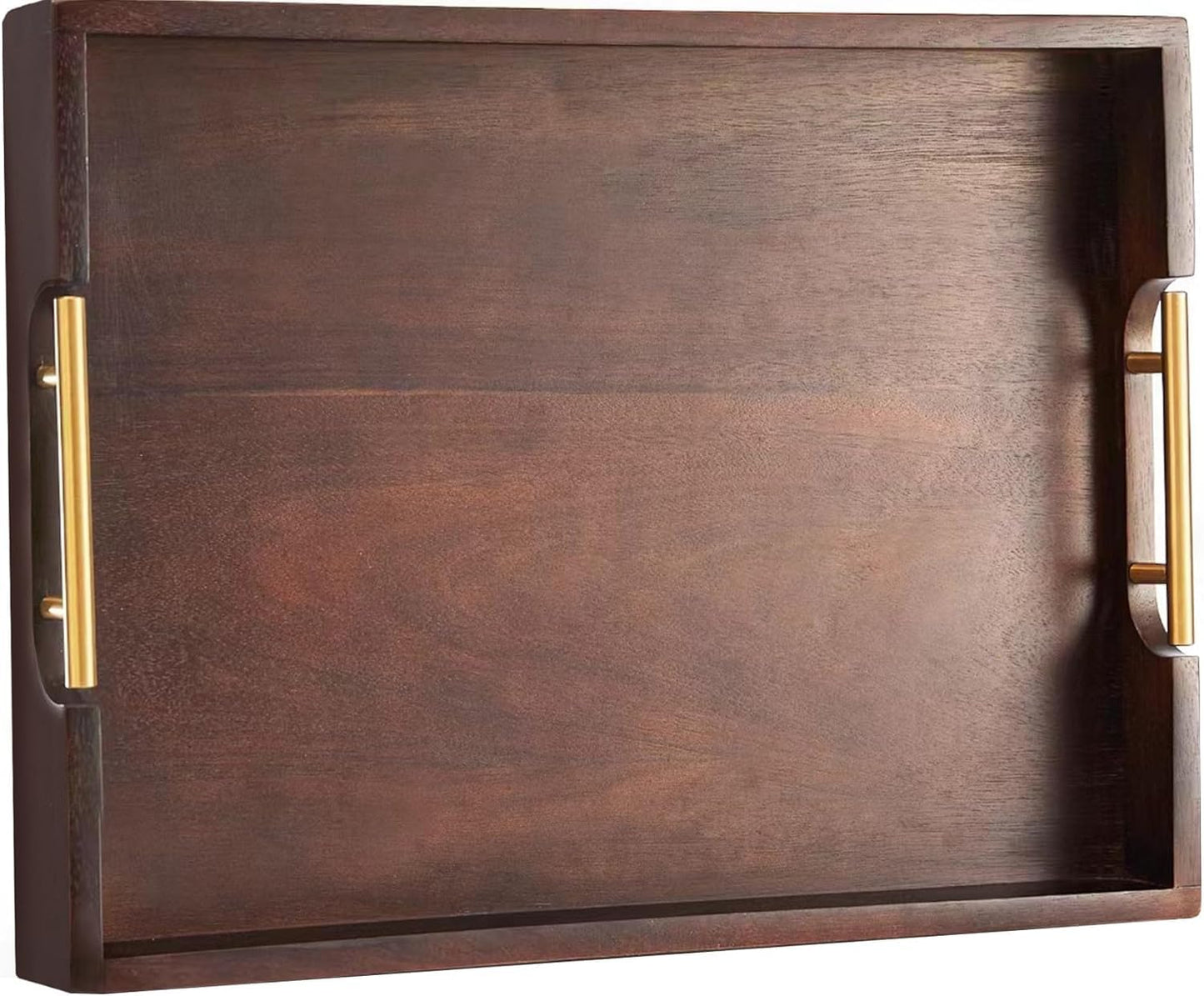 Joy&Grace Acacia Wood Ottoman Tray with Handles 16.7" x 12.8"
