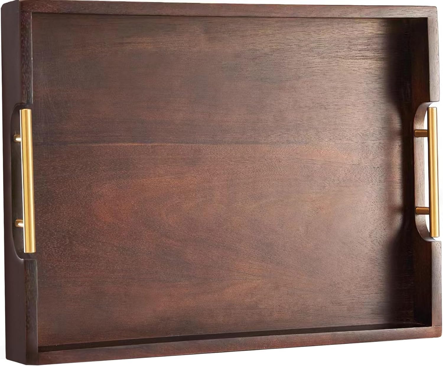 Joy&Grace Acacia Wood Ottoman Tray with Handles 16.7" x 12.8"