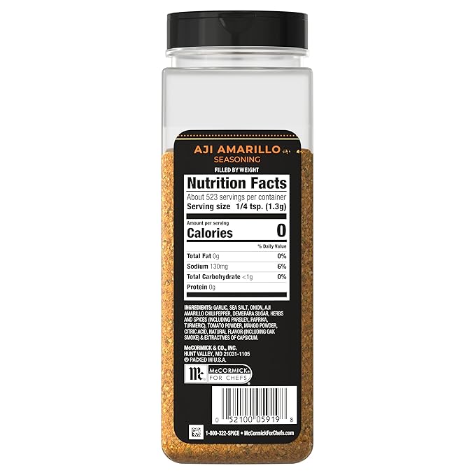 McCormick Seasoning, Aji Amarillo, 2025 Flavor of the Year, Made for Chefs, Blend of Tropical & Smoky Notes with Medium Chile Heat, For Seafood, Fish, Veggies, Poultry, Sauces, Salsa, and More, 24 oz