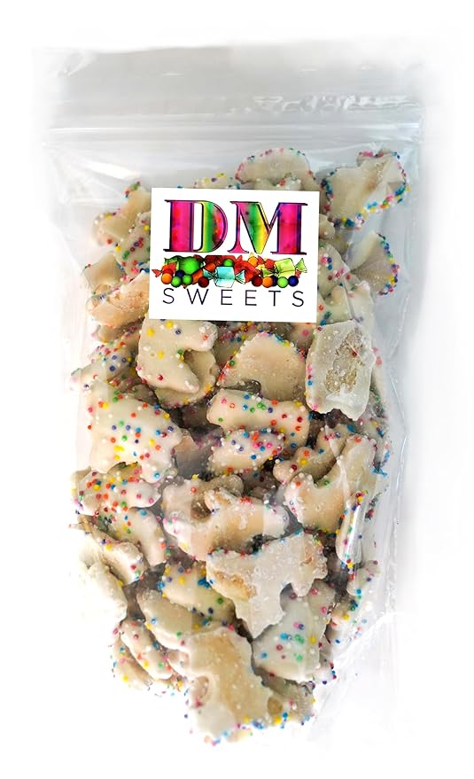 Yogurt Coated Animal Crackers - 1 lb of Fresh Gourmet Sweet Creamy Covered Dipped Animal Crackers with Rainbow Non Pareil Beads in Resealable Bag
