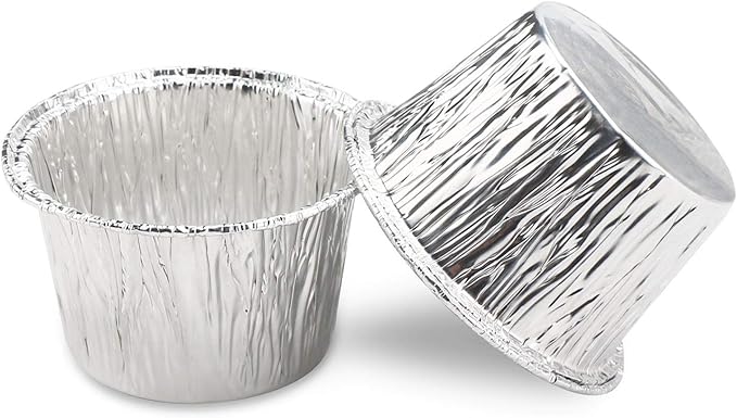 EUSOAR Aluminum Cupcake Liner, 3.5 Ounce 100Pcs Disposable Aluminum Foil Baking Cups, Ramekin Muffin Liners Cup, Pudding Liners Holders, Aluminum Cupcake Tip Pan Ramekin Holders