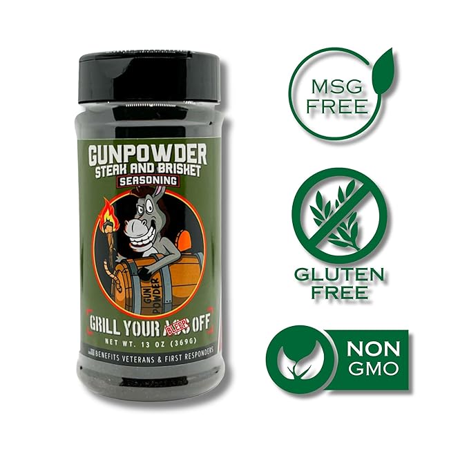 GYAO Gunpowder Seasoning – 13oz BBQ Seasoning with Activated Charcoal for Brisket, Ribs & Chicken – MSG & Gluten-Free – USA Made & Veteran-Owned