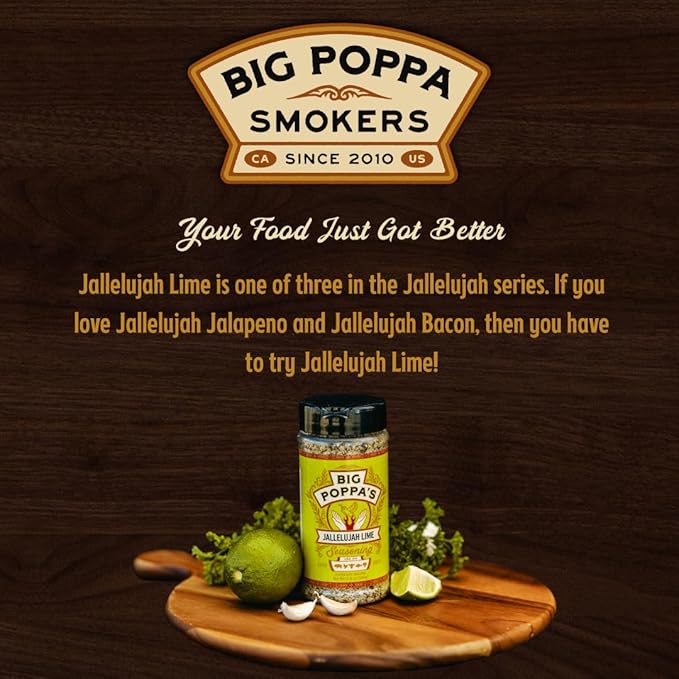 Big Poppa’s Jallelujah Lime Seasoning Salt – Bold Lime & Jalapeño Citrus Spice Blend for Tacos, Chicken, Shrimp & Cocktails – Flavor-Packed Seasoning for Grilling, Roasting & Backyard BBQ (12.9 Oz)