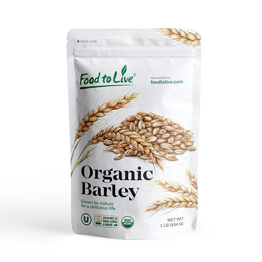 Food to Live Organic Pearl Barley, 1 Pound ??Non-GMO, Polished Unhulled Barley, Kosher, Vegan, Bulk. Cooks Faster than Hulled Barley. Rich in Fiber, Selenium. Great for Hot Cereal, Salads, Stews