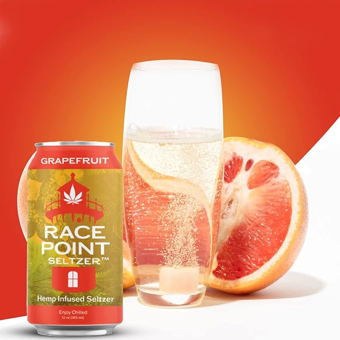 Race Point Seltzer Infused Sparkling Flavored Water – All-Natural Flavor Drink- Refresh, Relax, Unwind, Refocus & Find Balance, Non-GMO, No Added Sugar, 0 Sodium, Pack of 8 Seltzer Water Cans (Grapefruit)