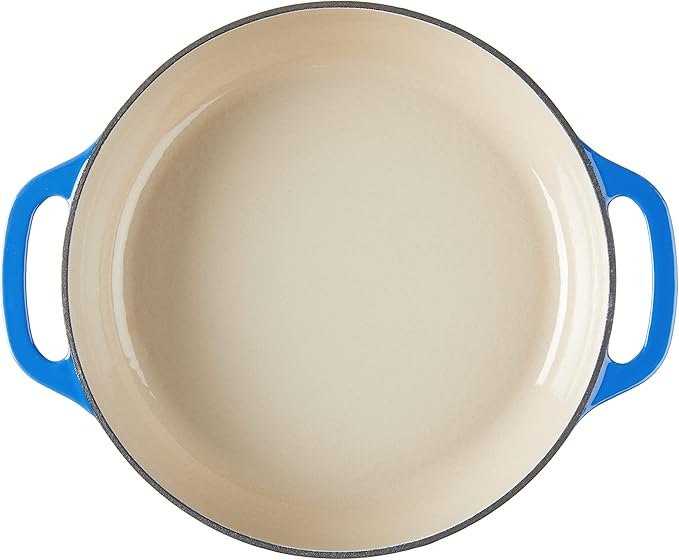 Lodge 3.6 Quart Enameled Cast Iron Oval Casserole With Lid ??Dual Handles ??Oven Safe up to 500ì§?F or on Stovetop - Use to Marinate, Cook, Bake, Refrigerate and Serve ??Caribbean Blue