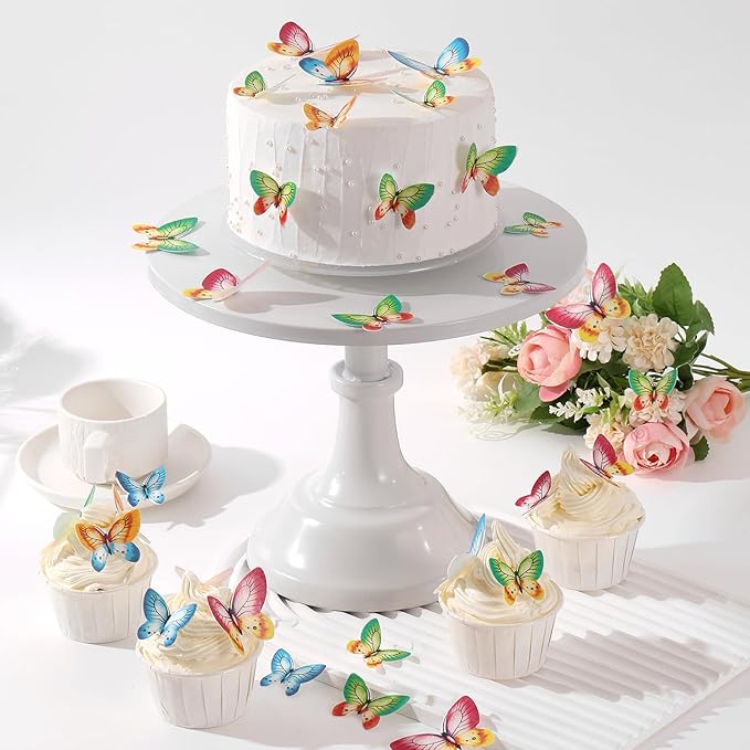 YOcity 40pcs Mix Color Edible Wafer Paper Butterfly Cake Toppers for Wedding, Birthday, Baby Shower & Special Occasions