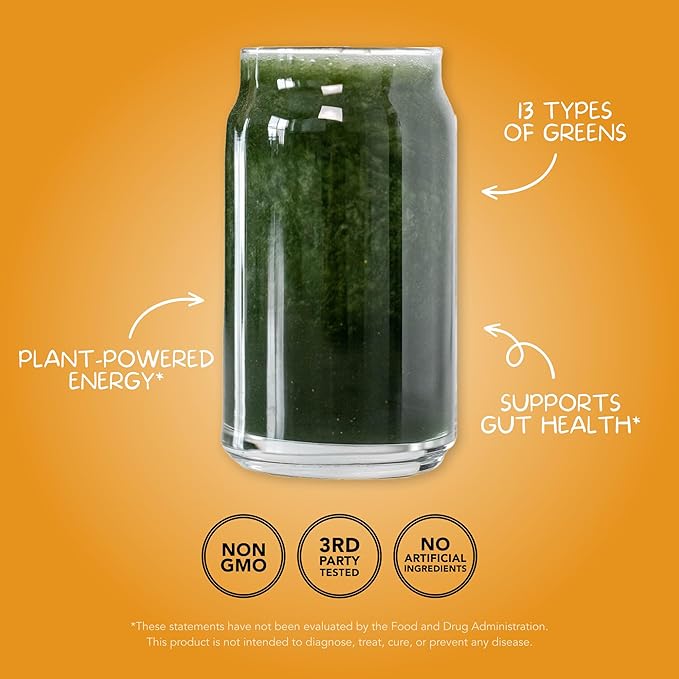 Clean Simple Eats Super Greens Powder, Naturally Flavored Greens Powder with Chlorella, Spirulina, Superfoods & Prebiotic Fiber, No Artificial Ingredients, Gluten Free, Tropical Greens Flavor, 30 Srvg