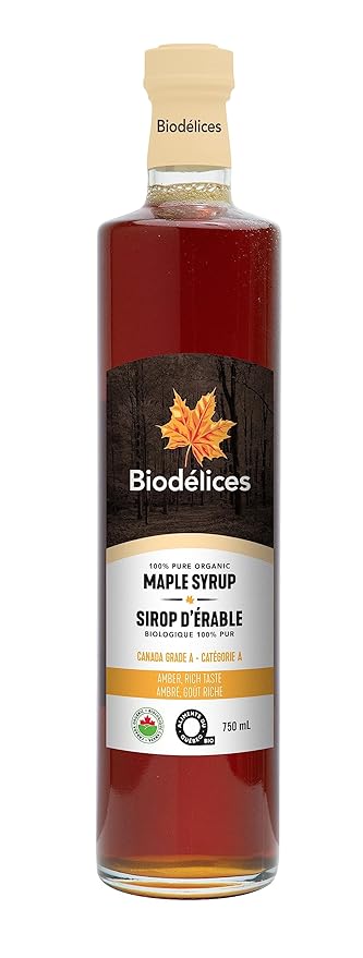Biodélices Maple Syrup - Glass Bottle - 750ml - Pure Premium Maple Syrup from Quebec, Canada