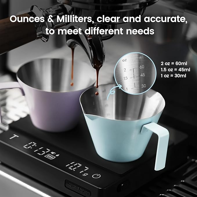 MHW-3BOMBER Espresso Measuring Cup with 3 oz Sauce Cup Espresso Shot Cup Stainless Steel Pouring Cup for Tomato Sauce|Steak Sauce|Desserts|Beverages| (Yellow) G5740-OS