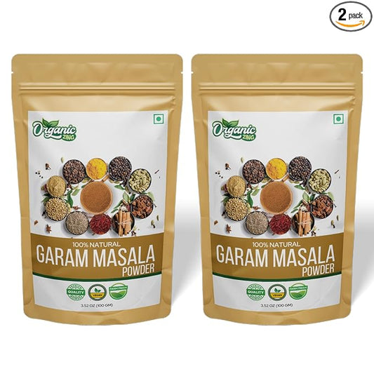 Organic Zing Garam Masala - A Versatile Indian Blend of Spices and Herbs | Seasoning Blend | Vegan | Preservative Free | Product of India (100 Gram) Pack of 2