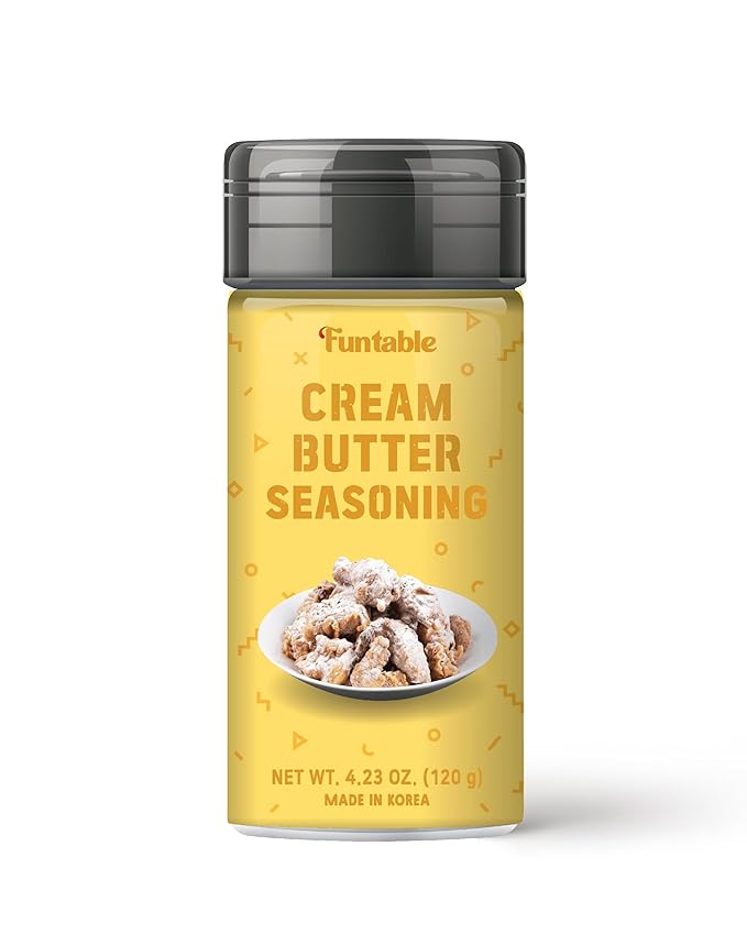 Funtable Cream Butter Seasoning (5.64 oz, 160g) - Sweet & Creamy Butter Flavor Powder, Easy to Use Perfect Seasoning for Chicken, Nuggets, Popcorn, Nachos & More.