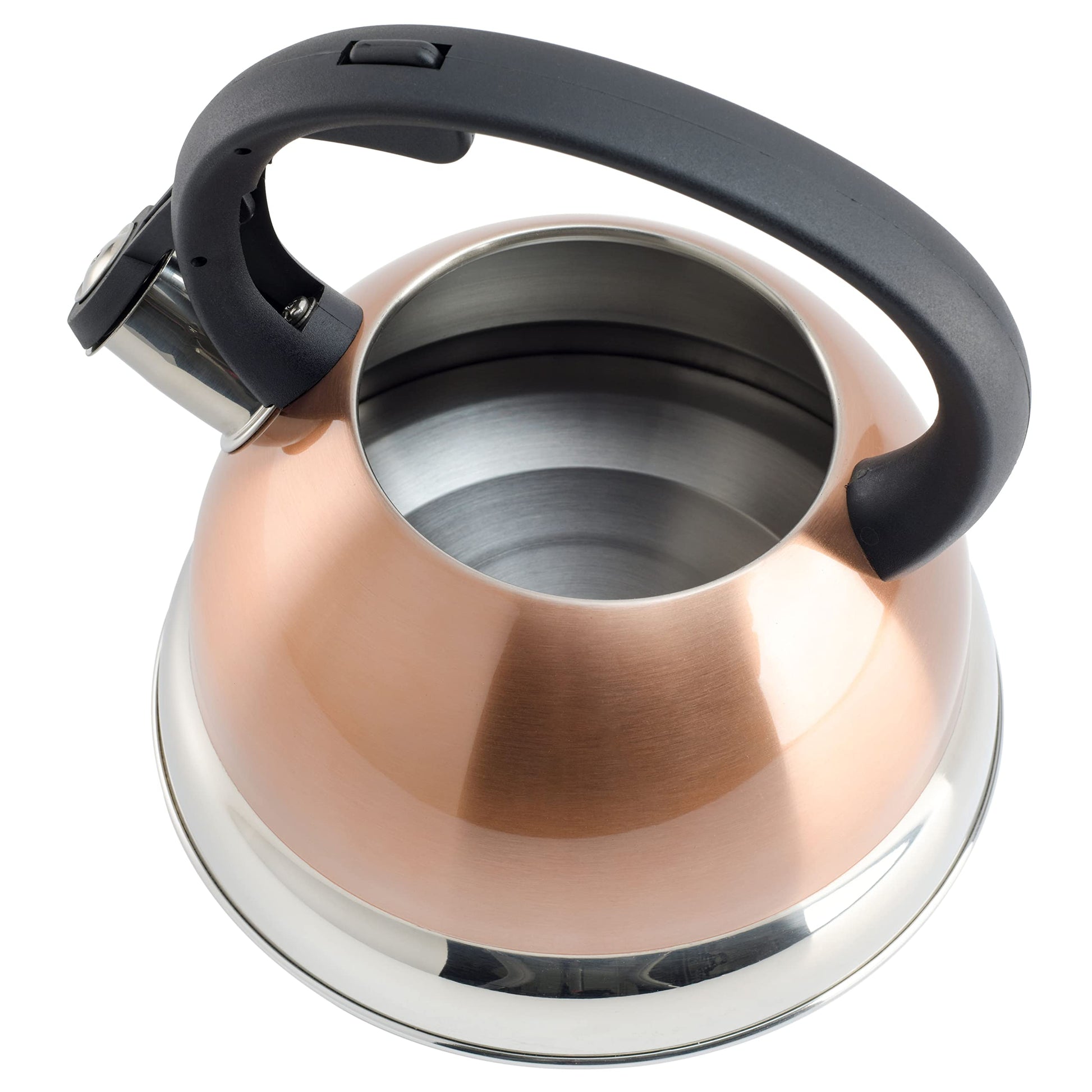 Mr. Coffee Flintshire 1.75-Quart Stainless Steel Whistling Tea Kettle with Nylon Handle – Copper