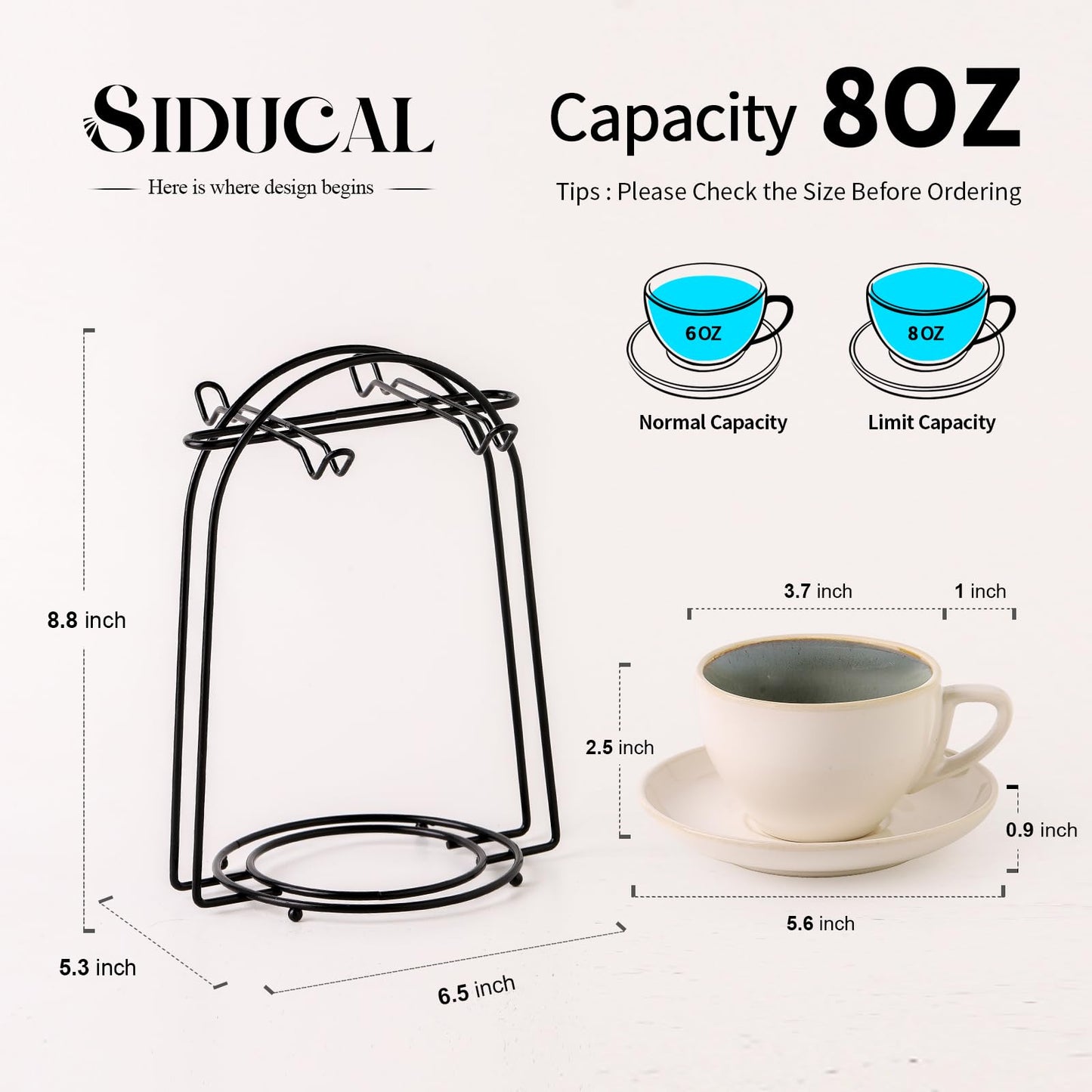 Stackable Cappuccino Cup Set of 4 [8oz] Activated-Glazed Ceramic Coffee Cup