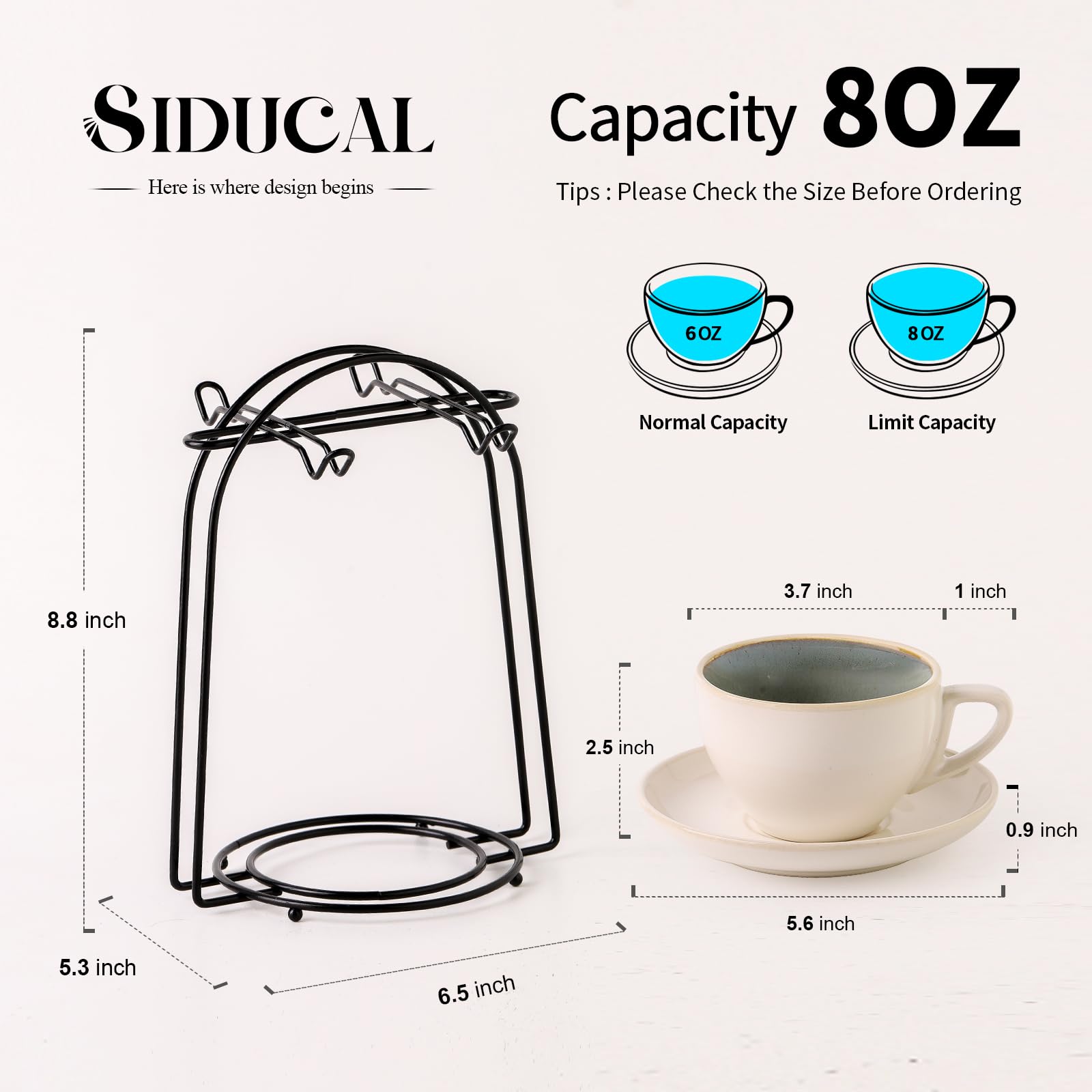 Stackable Cappuccino Cup Set of 4 [8oz] Activated-Glazed Ceramic Coffee Cup