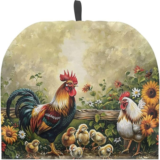 Chook Pattern Tea Cozy for Teapot Dome Teapot Cover Customized Teapot Covers Kitchen Kettle Dust Cover Cozy for Teapot with Handle Dust Cover Can Hung and Folded 竊늀range竊?"<div>