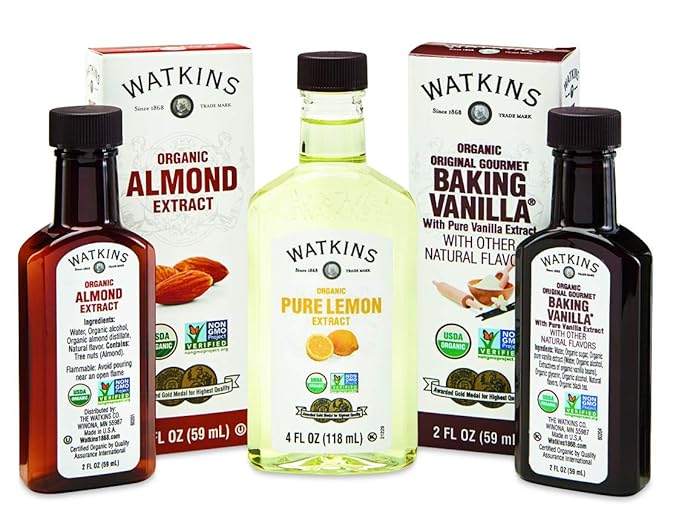 Watkins Organic Pure Vanilla Extract, with Madagascar Vanilla Beans, Non-GMO, Kosher, 4 oz. Bottle, 3-Pack