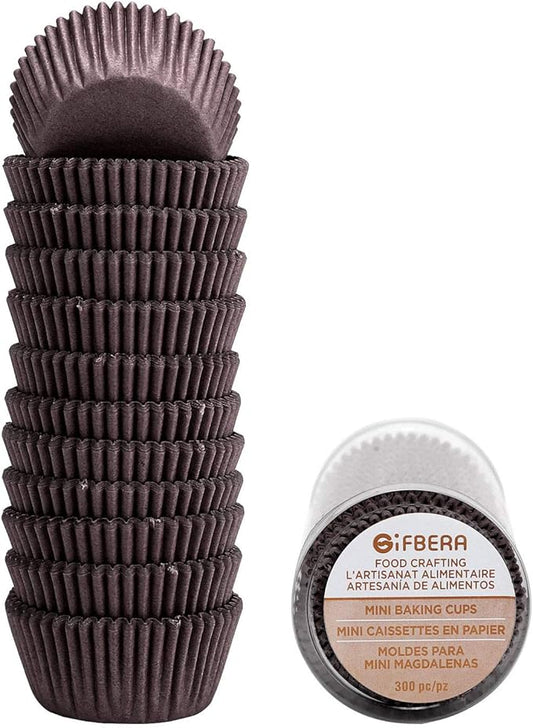 Gifbera Swedish Paper Muffin Baking Cups Brown Mini Cupcake Liners 300-Count, Coffee Color