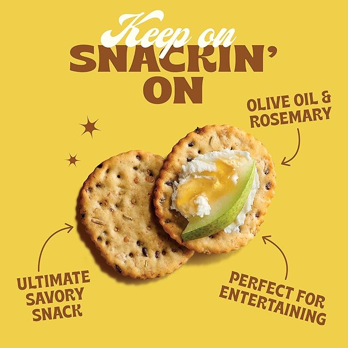 Back to Nature Rosemary & Olive Oil Stoneground Wheat Crackers, Non-GMO, Vegan Friendly Snack Cracker, Made with Whole Grains & Flax Seed, 5oz Box