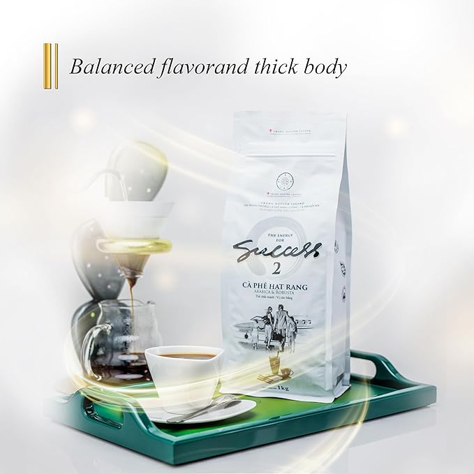 TRUNG NGUYEN LEGEND SUCCESS 2 Full-City Roasted Whole Bean Coffee, Bold & Mild Aroma, 35 Oz Bag, Robusta & Arabica Vietnamese Energy Coffee Beans - Specialized for Ice Coffee