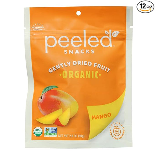 Peeled Snacks Organic Dried Fruit ??Healthy, Vegan Snacks for On-the-Go Lunch and More Mango 2.8 Oz (Pack of 12)