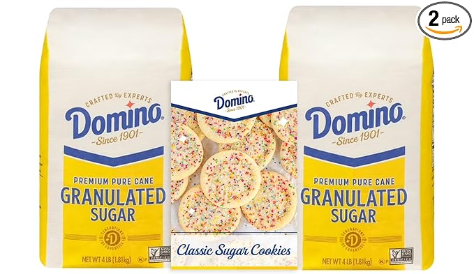 Domino® Granulated Sugar, 4 lb Bag of Premium Pure Cane Sugar (Pack of 2) with Bonus Brand Recipe Card