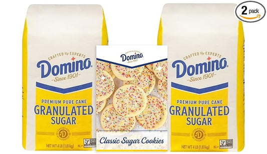 Domino® Granulated Sugar, 4 lb Bag of Premium Pure Cane Sugar (Pack of 2) with Bonus Brand Recipe Card