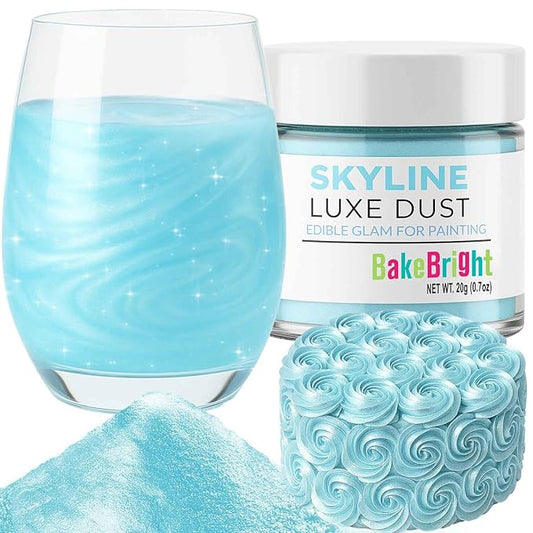 Luster Dust Edible Cake Decorations, Light Blue Edible Dust for Cake Edible Luster Dust for Cupcake Decorations, Cake Drip, Light Blue Edible Paint for Cakes, Edible Shimmer Dust for Drinks