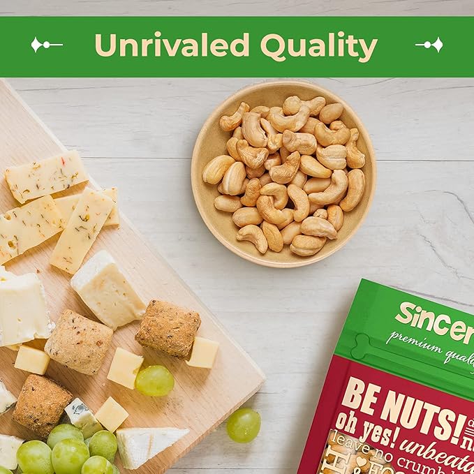 Sincerely Nuts ??Whole Cashews - Roasted and Unsalted | High in Protein Everyday Healthy Snack - Rich in Nutrients |Vegan, Keto & Kosher | Gourmet Quality Vegan Cashew 5(LB) Bag