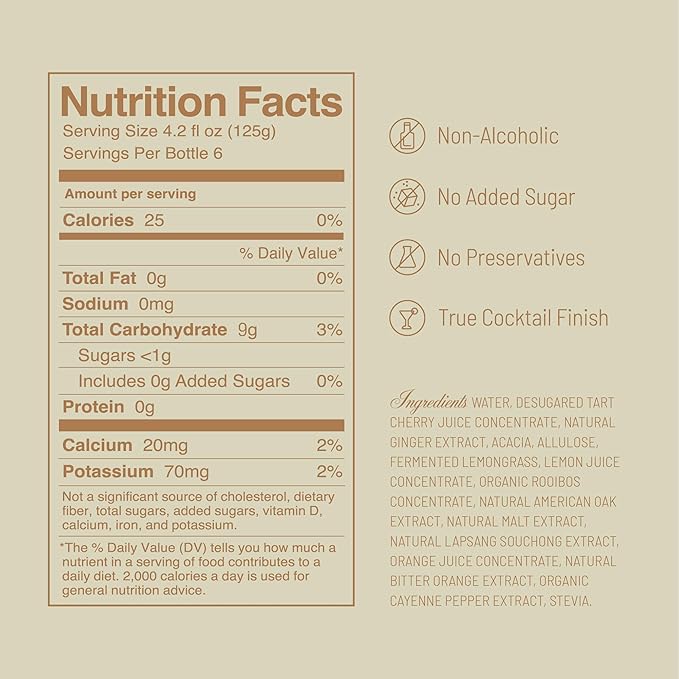 Tilden Cocktails Tandem, Non-Alcoholic Cocktail, Vegan and No Sugar Added, Tart Cherry, Bitter Orange, American Oak, 750ml