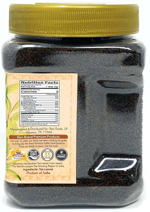 Rani Assam Tea (Indian Loose Leaf Bold Black Tea) 12oz (340g) PET Jar ~ All Natural | Vegan | Gluten Friendly | Salt & Sugar Free | NON-GMO | No Colors | Indian Origin