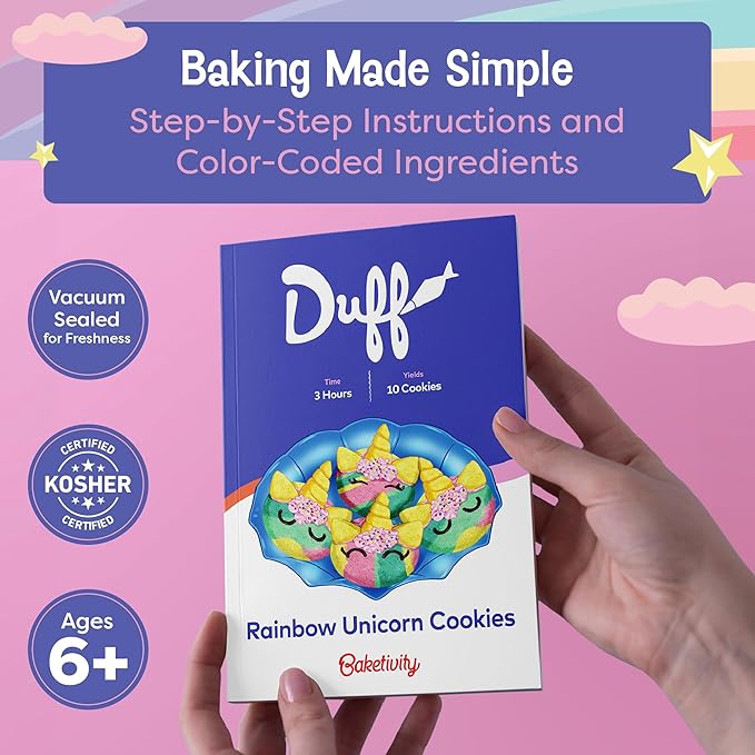 Baketivity Baking Kit Bundle ??Unicorn Rainbow Cookies & S?셫ores Sandwich Cookies by Duff Goldman ??DIY Kids Baking Set with Pre-Measured Kosher Ingredients, Decorating Supplies, STEM Activities ??Age