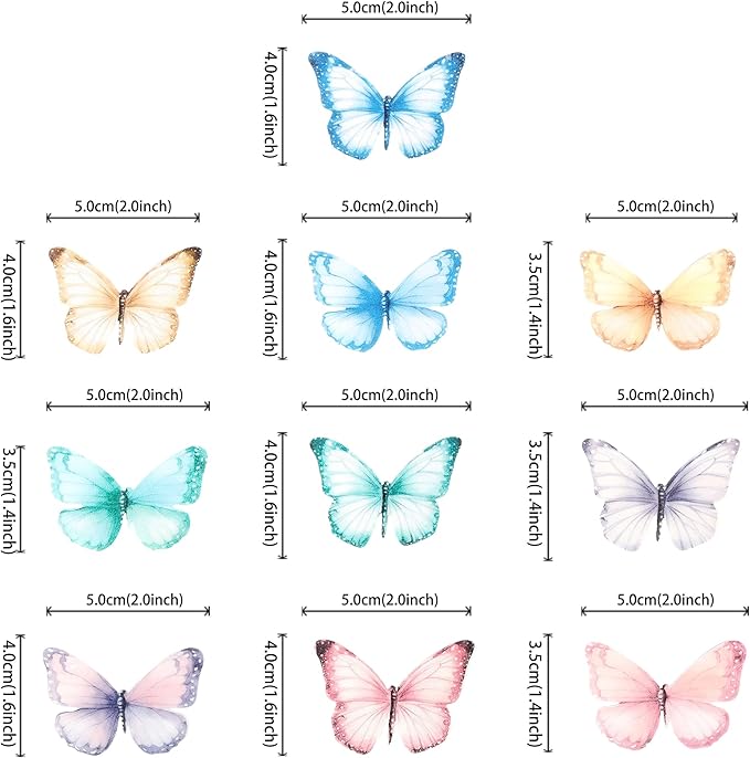 Rsstarxi 60 Pack Edible Butterfly Cake Decorations, Wafer Paper Butterflies Cupcake Toppers Edible Butterfly Decorations for Wedding Birthday Anniversary Baby Shower Party Decorating Supplies Colorful