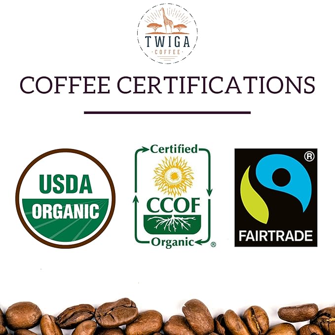 Twiga Coffee Ethiopian Coffee Beans - Ethiopian Yirgacheffe Whole Bean, Organic Medium Roast Arabica with Rich Berry, Chocolate & Floral Flavor Notes, Single Origin, Fresh Roasted in Ethiopia, 12 oz
